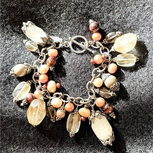 Sterling Silver and Quartz Charm Bracelet